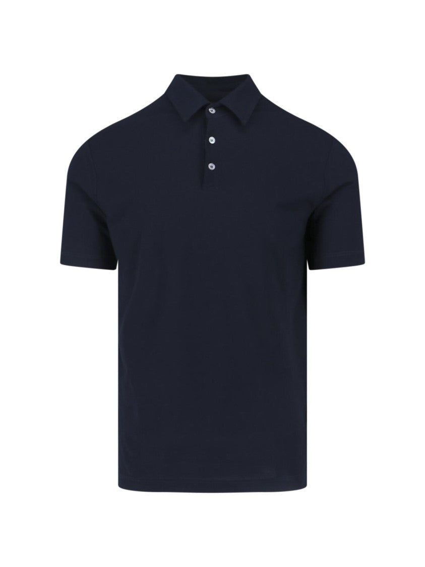 Zanone Short-Sleeve Navy Polo With Classic Collar