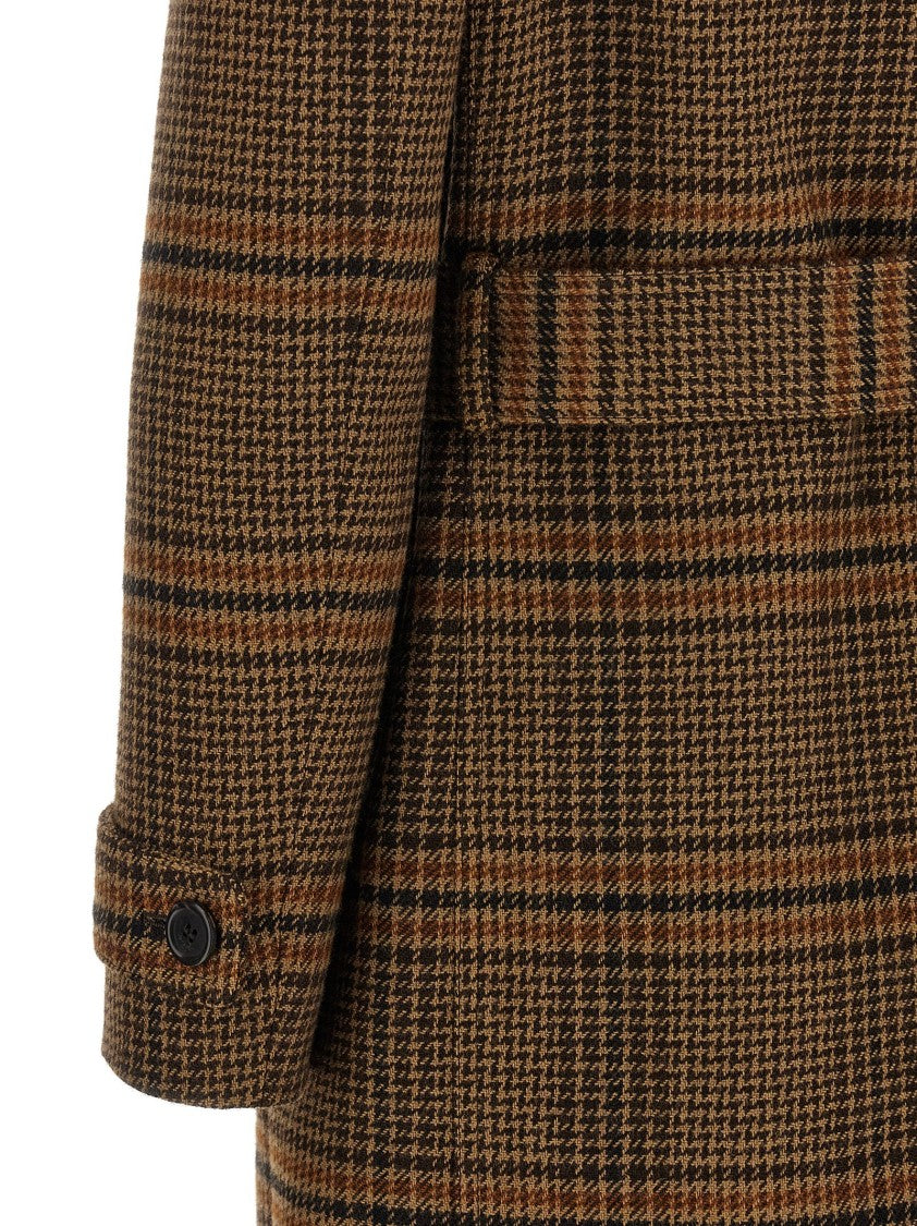 Saint Laurent Prince Of Wales Wool Coat