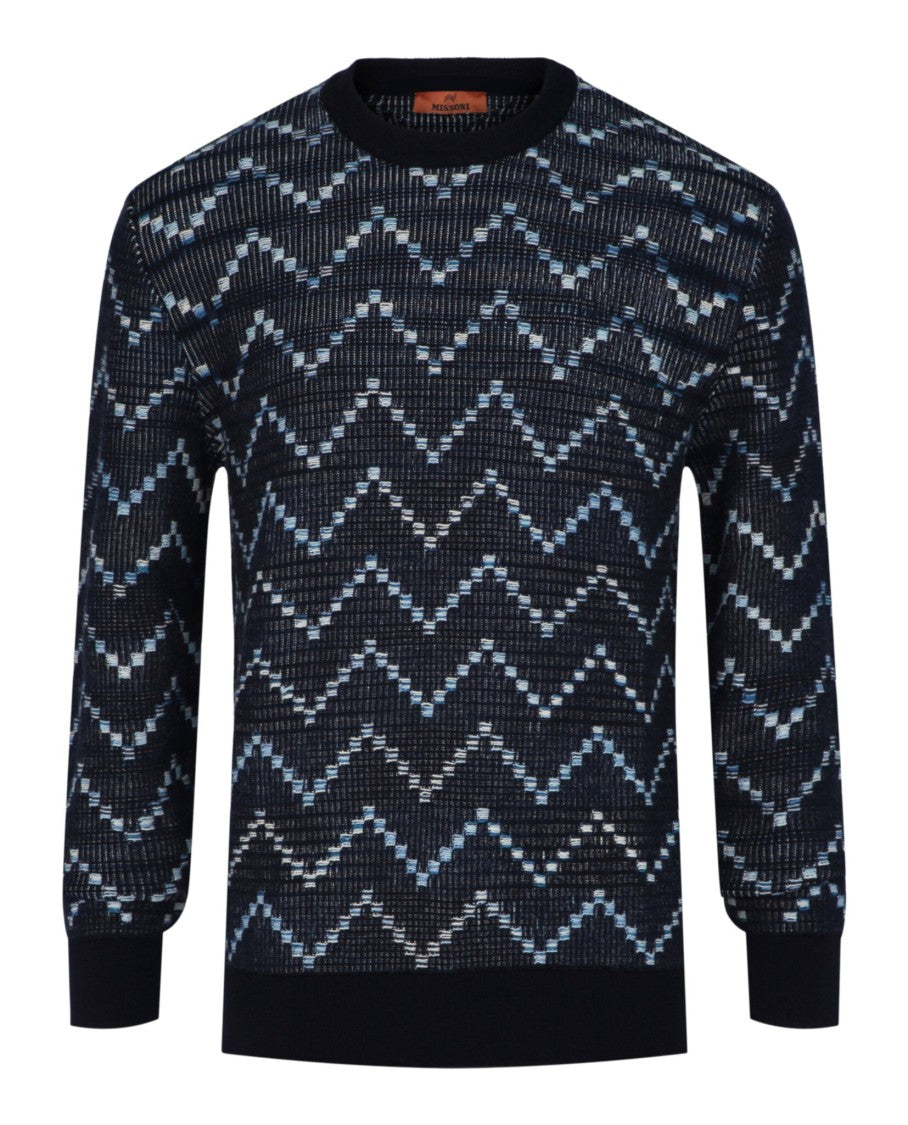 M Missoni Zig-Zag Crewneck Pullover Sweater