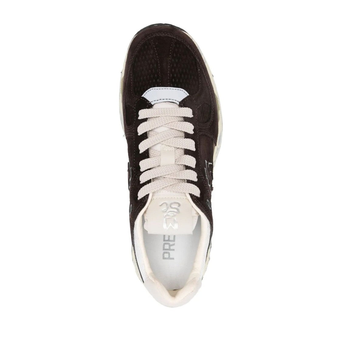 Premiata Brown Mased Leather Mesh Detail Sneakers