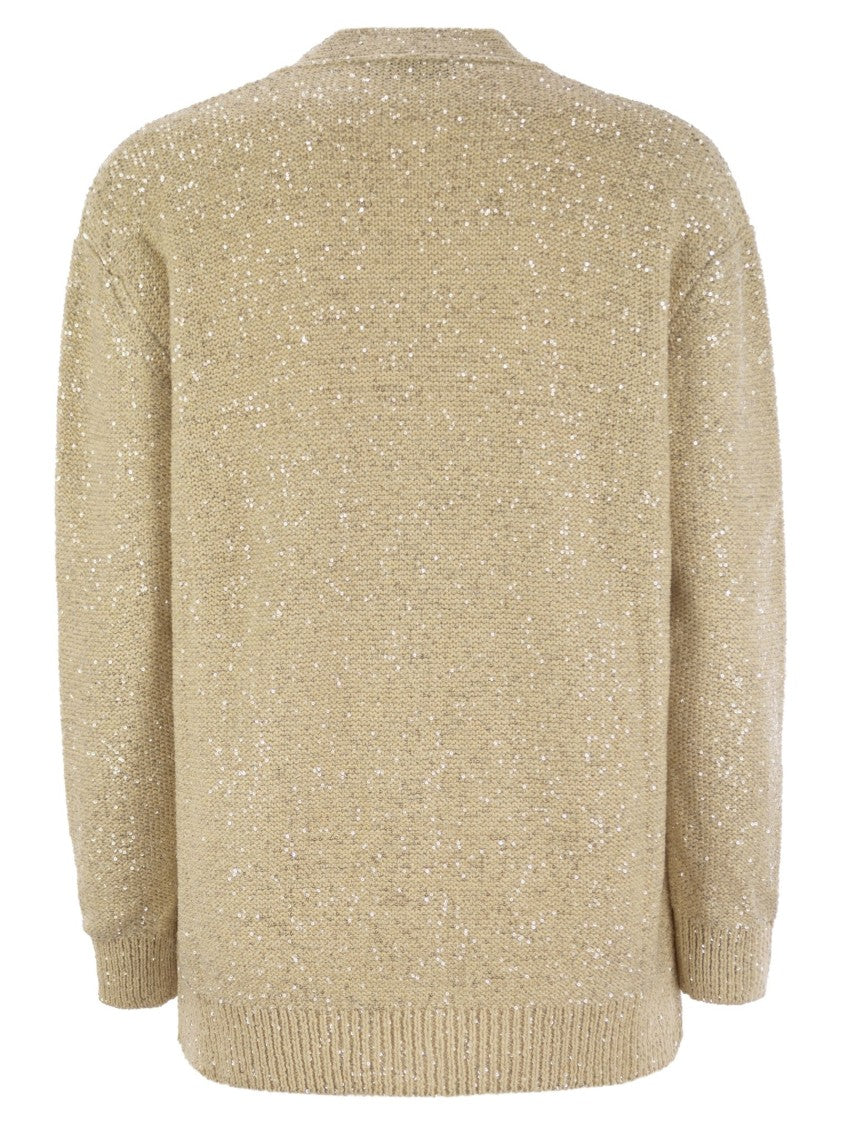 Fabiana Filippi Cotton Knit Cardigan With Sequins