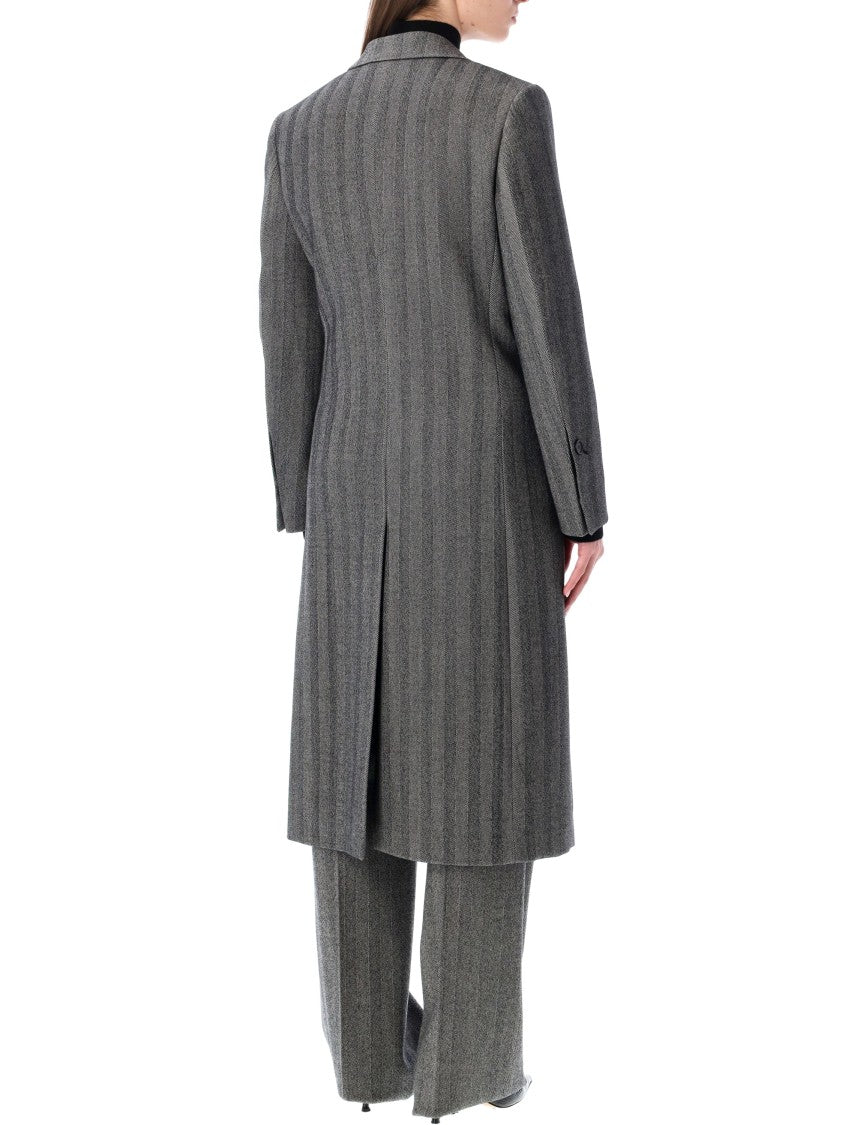Ferragamo Oversized Double-Breasted Chevron Wool Coat