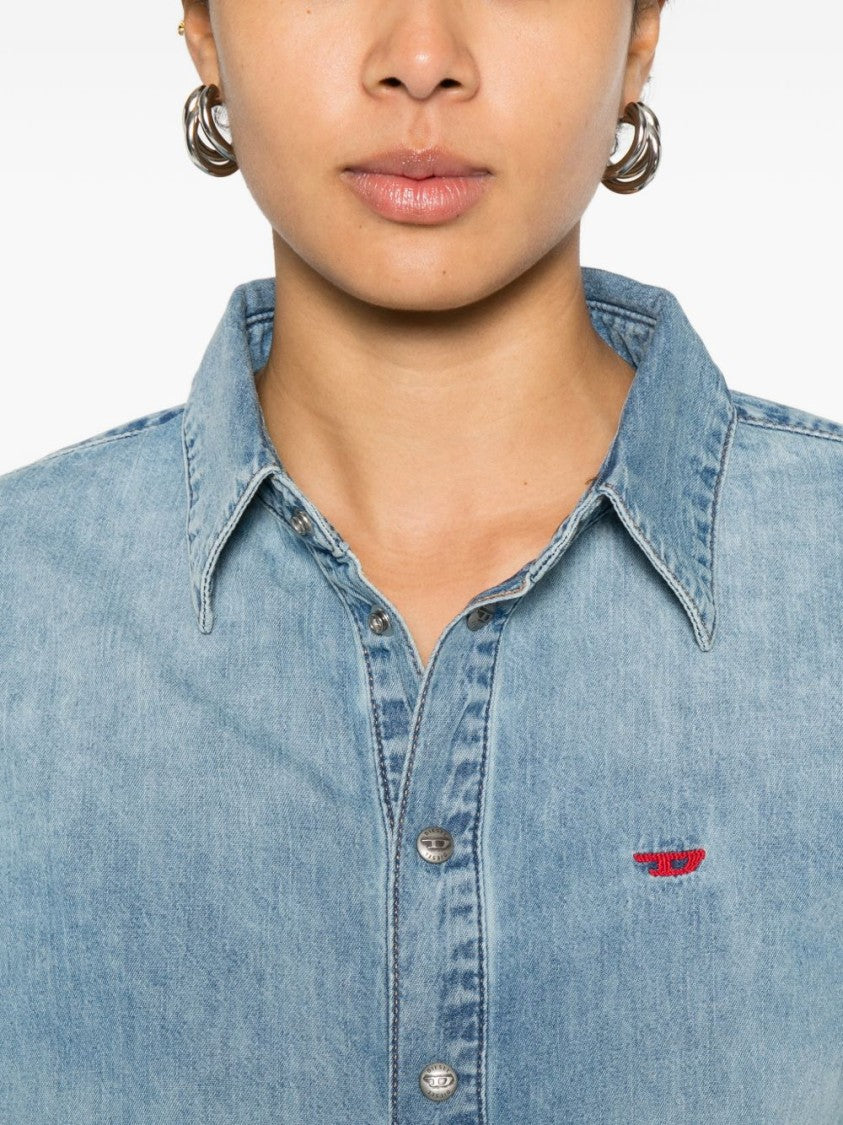Diesel Light Blue Denim Shirt With Classic Collar