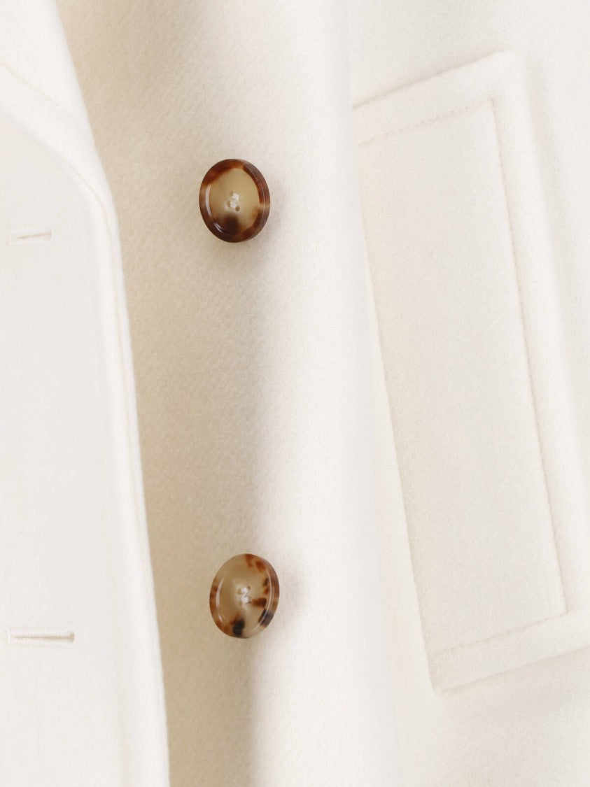 Chloé Boxy White Jacket With High Stand Collar