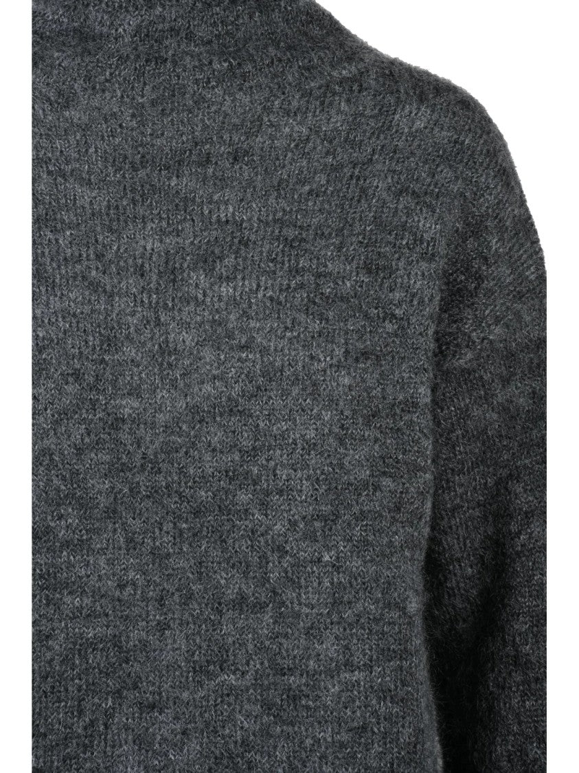Max Mara Mock Neck Sweater With Fuzzy Texture And Relaxed Fit