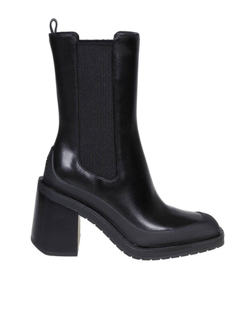 Tory Burch Black Leather Block-Heel Chelsea Boot
