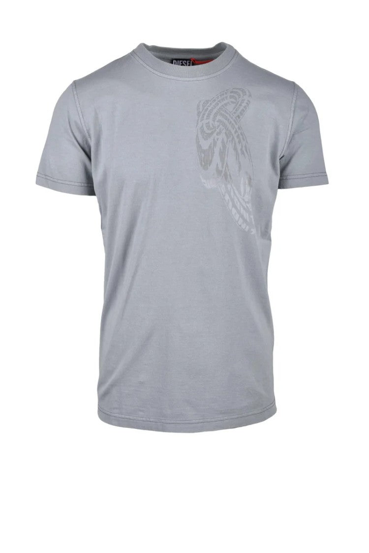 Diesel Grey Graphic Cotton T-Shirt