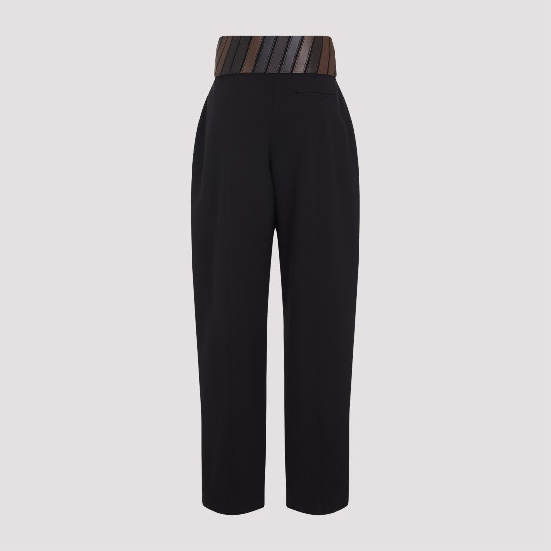 Alaïa High-Waist Black Wool Gabardine Pants With Leather Belt