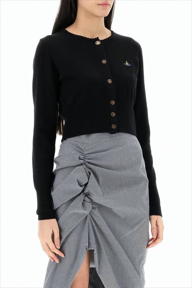 Vivienne Westwood Cropped Cardigan With Button-Down Front And Embroidered Detail