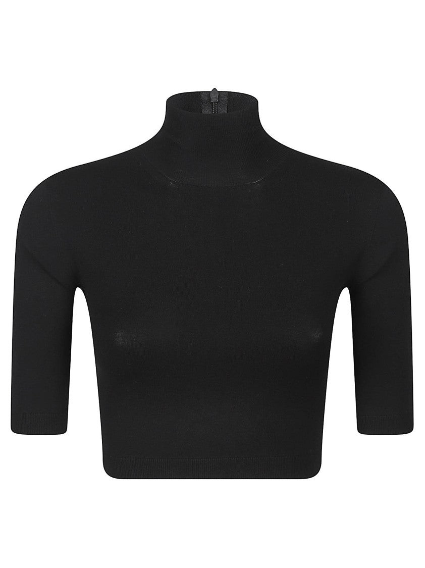 Max Mara Fitted Crop Top With High Neckline