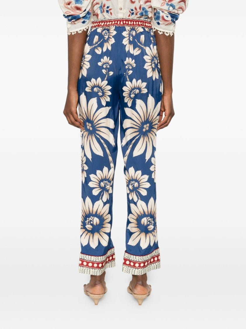 Farm Rio Vibrant Blue Floral Print Luna Pajama Pants