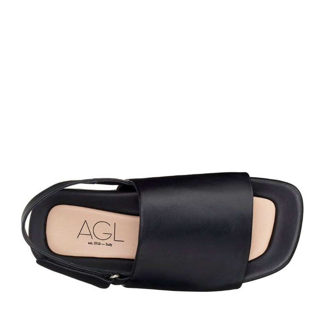Agl Black Holly Leather Slingback Wedge Sandals