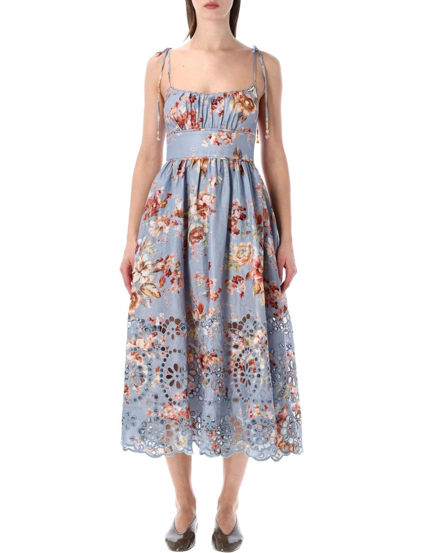 Zimmermann Awaken Picnic Linen Chambray Floral Dress