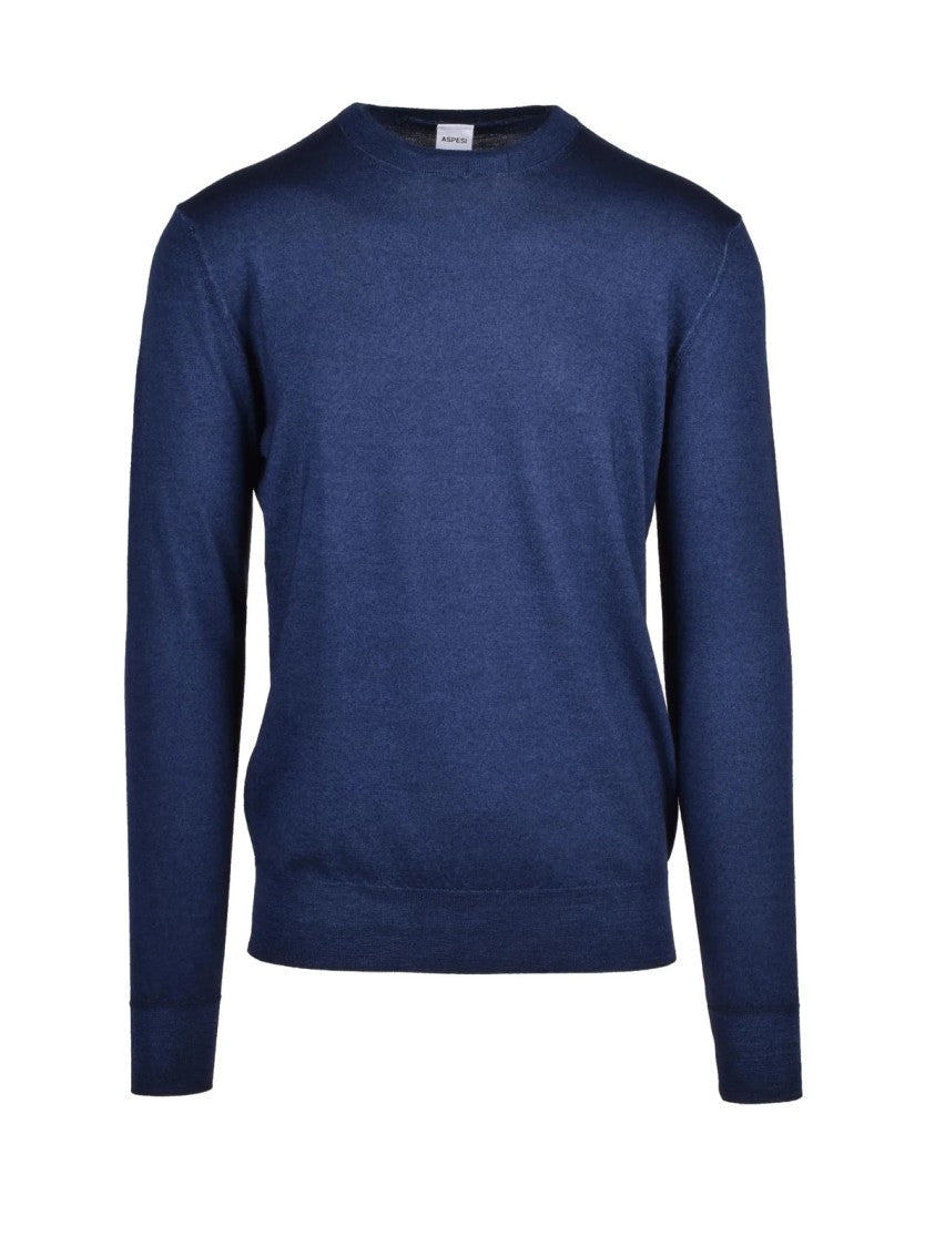 Aspesi Classic Crew Neck Pullover In Fine-Knit Wool