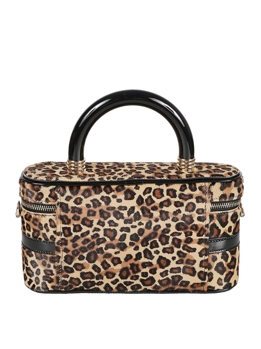 Roger Vivier Rectangular Calfskin Handbag With Leopard Print