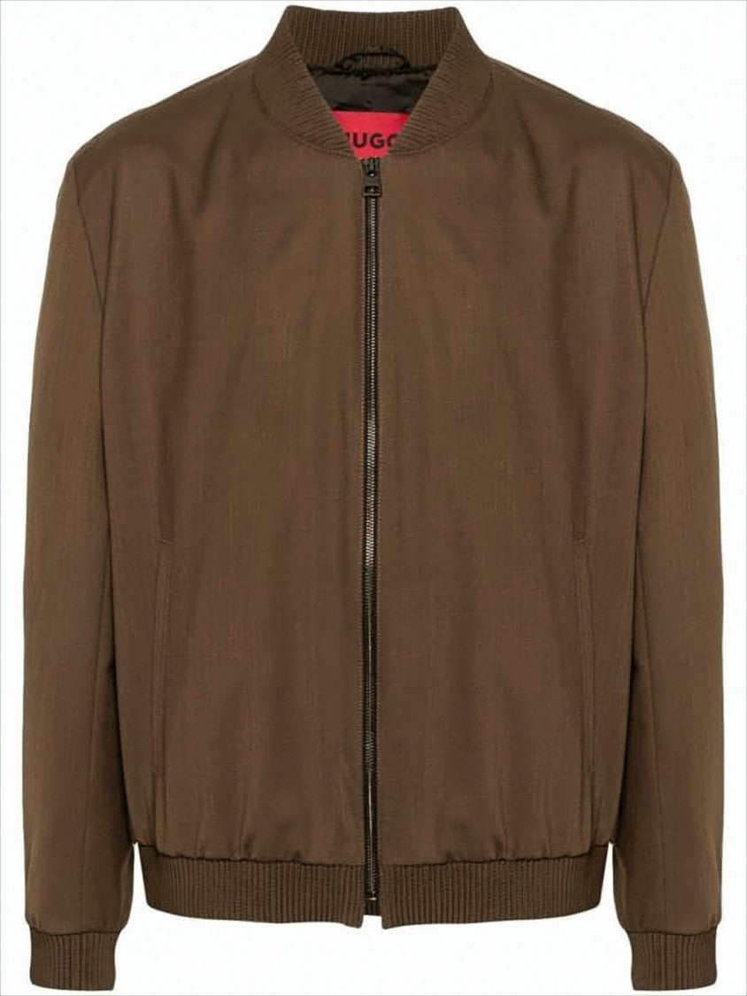 Hugo Boss Brown Wool-Blend Bomber Jacket By Hugo Boss