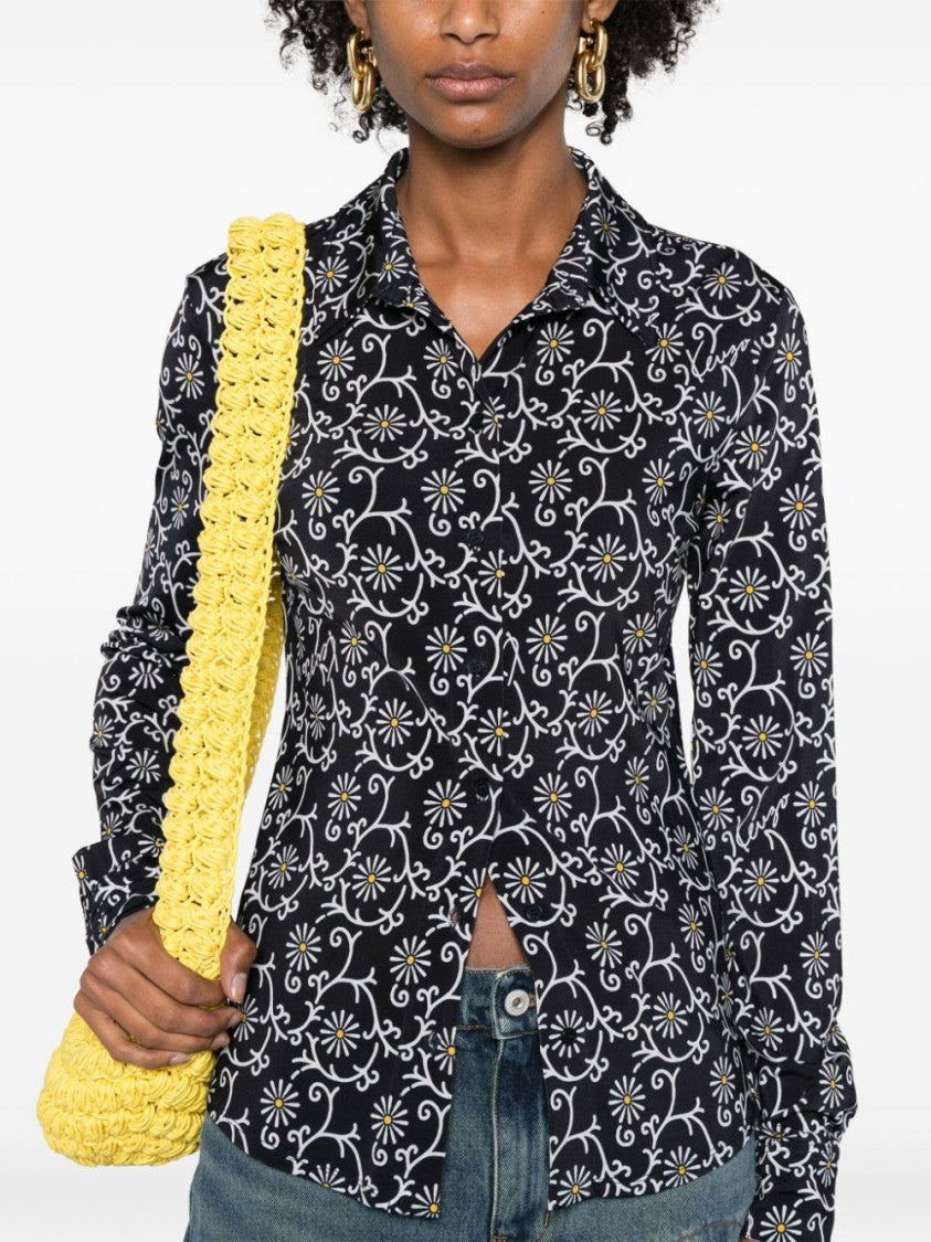 Kenzo Midnight Blue Floral Print Stretch-Jersey Top