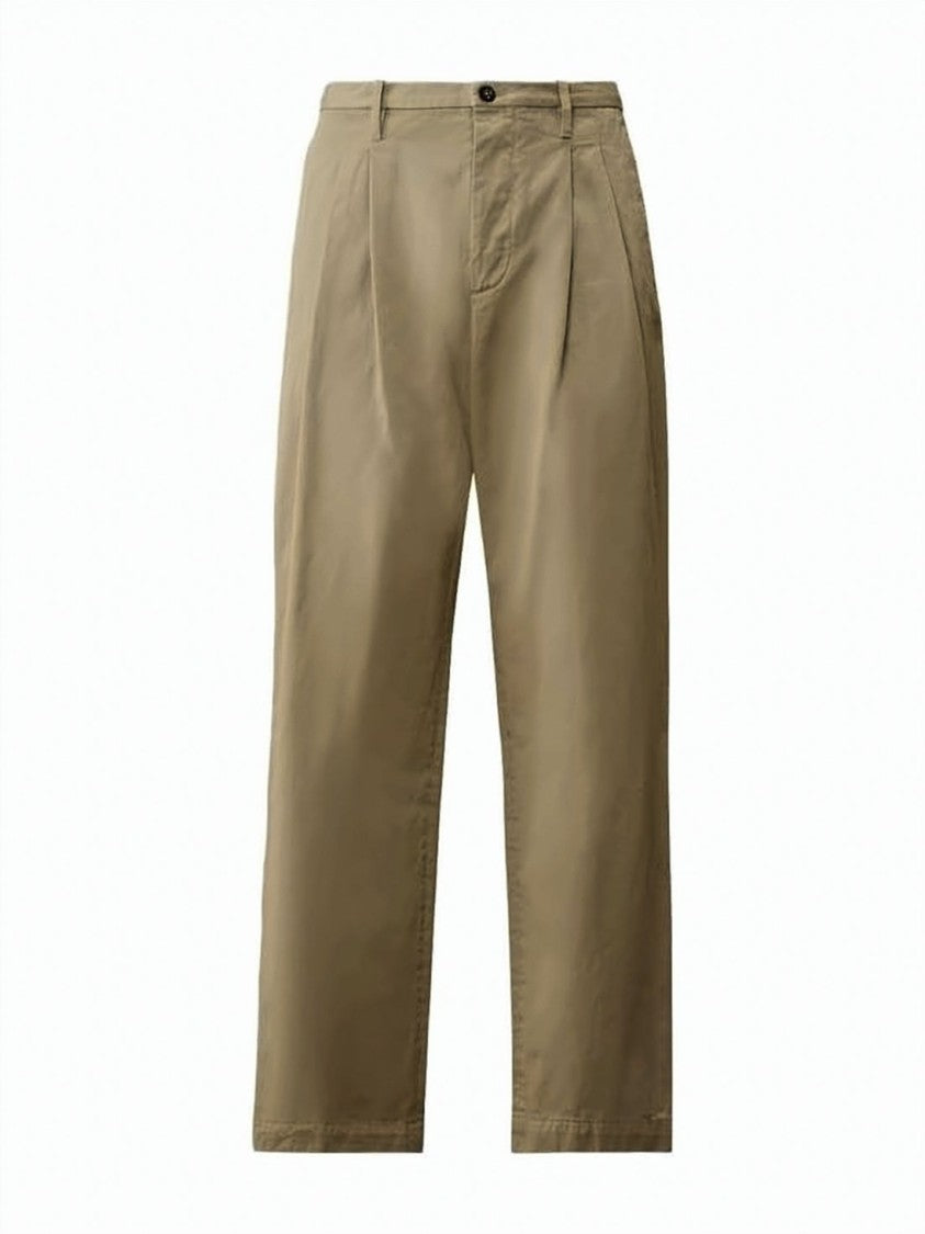 C.P. Company Black High Waist Pleated Cotton Trousers