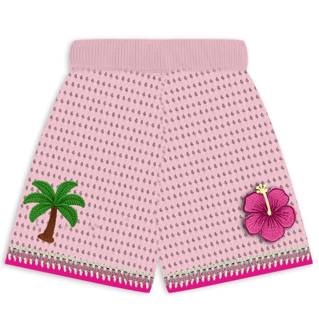 Mc2 Saint Barth High Waisted Elastic Openwork Knit Shorts