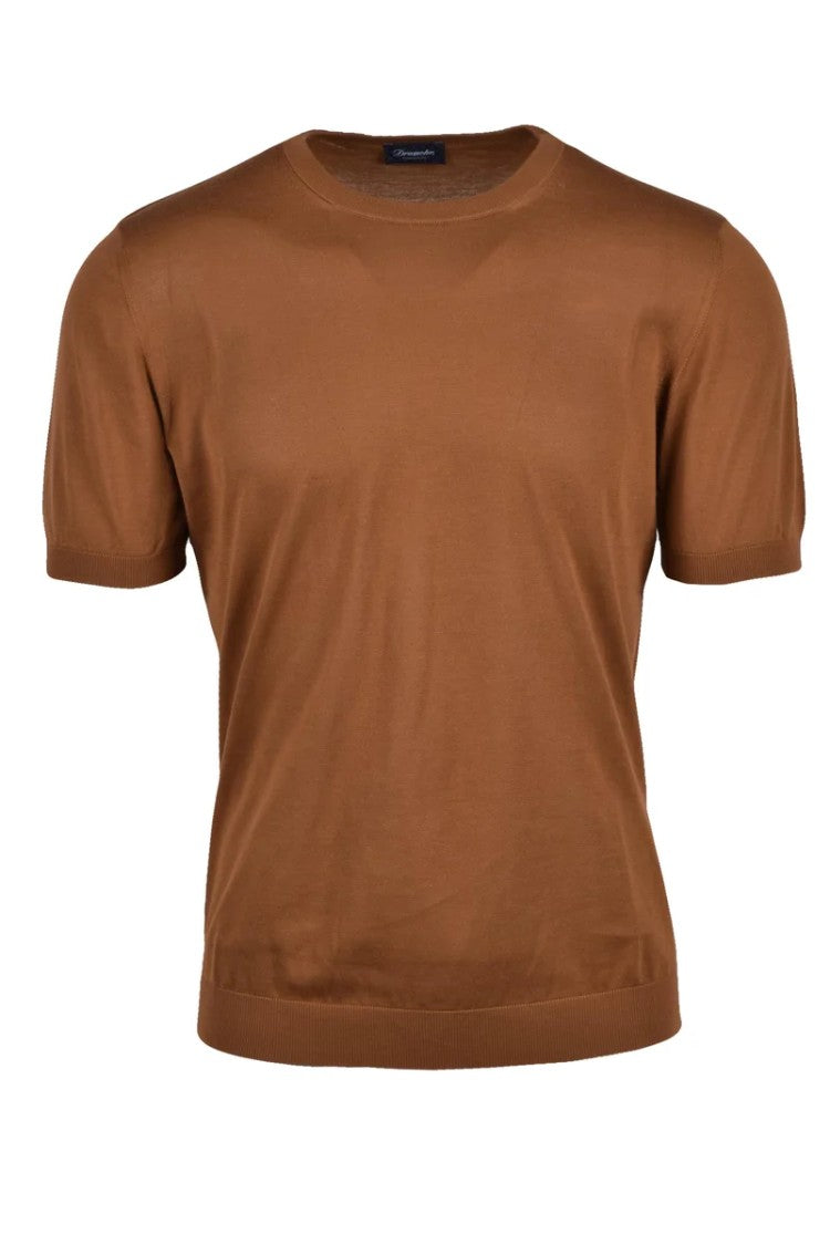 Drumohr Cotton Crew Neck Top - Brown