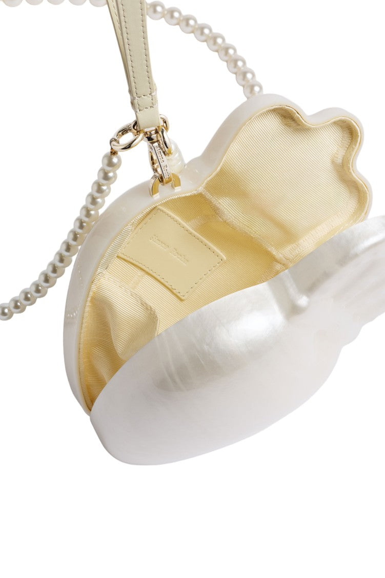 Simone Rocha White Pearl Crossbody Claddagh Leather Bag