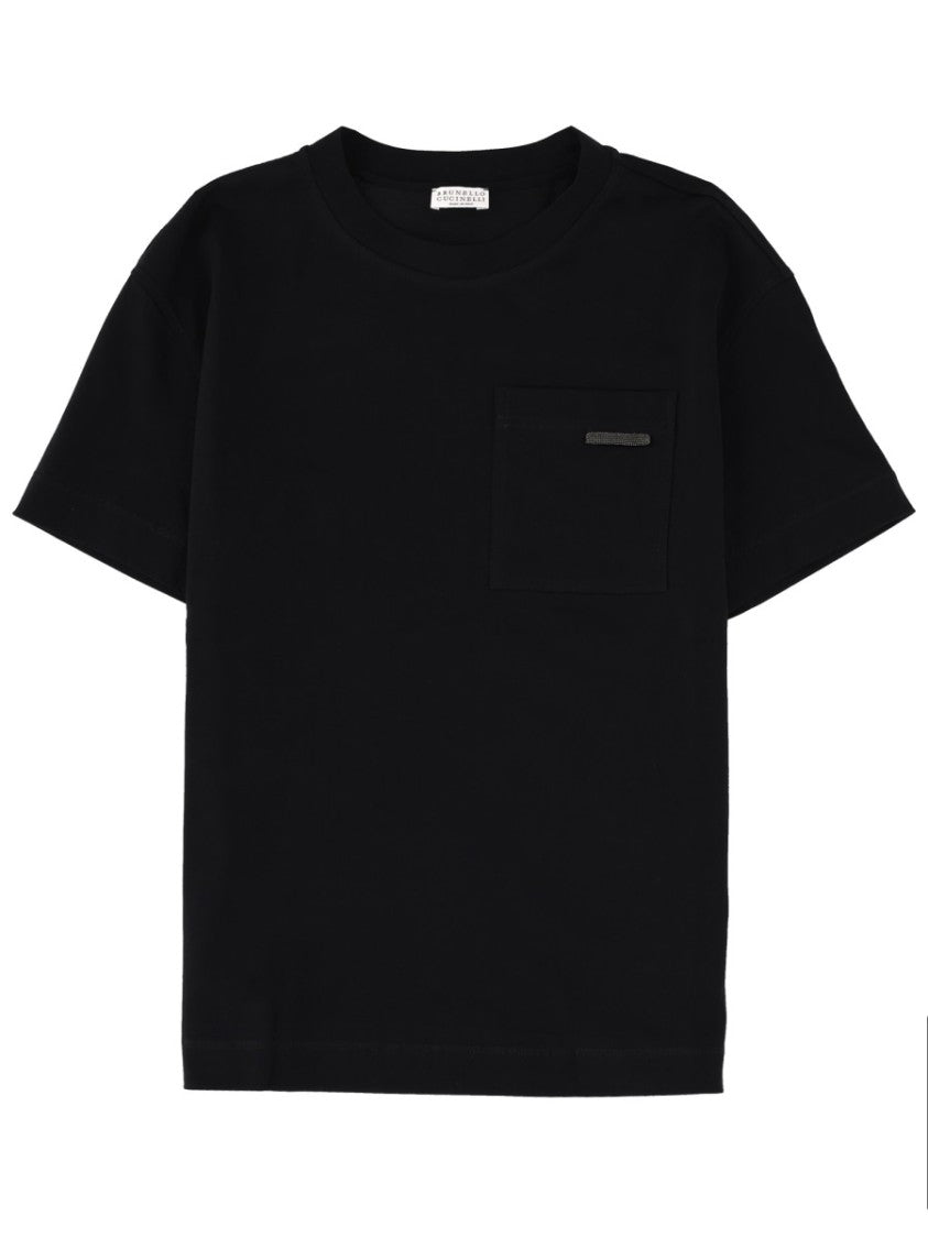 Brunello Cucinelli Black Relaxed-Fit Pocket Cotton T-Shirt