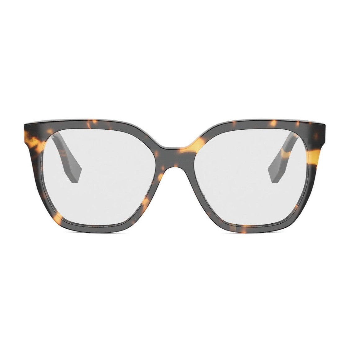 Fendi Havana Lettering Acetate Square Sunglasses