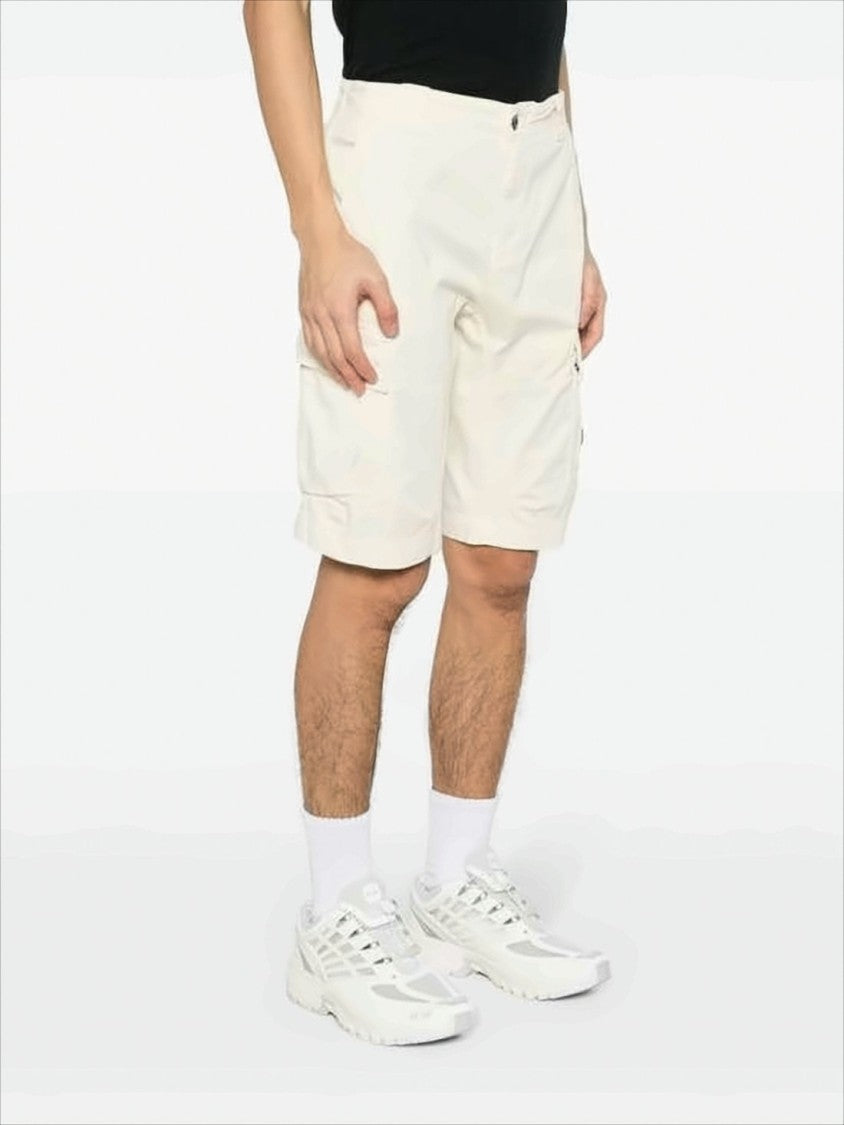 C.P. Company Structured Off-White Cargo Shorts With Distinctive Logo