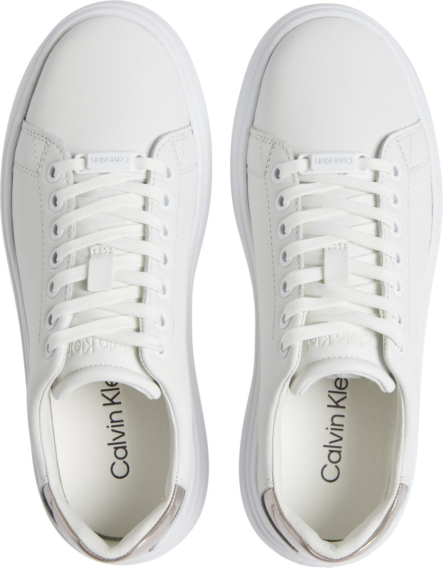 Calvin Klein White Leather Shoes With Metallic Accents