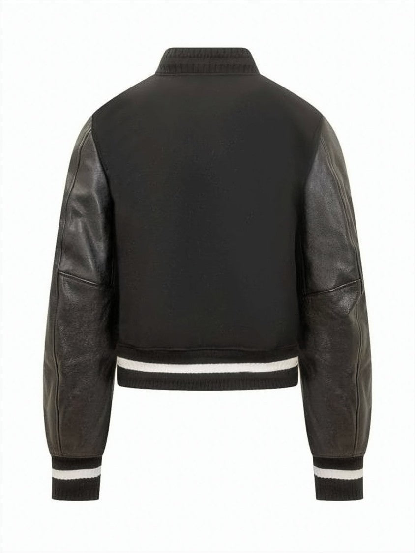 Givenchy Cropped Wool-Blend Jacket With Leather Sleeves