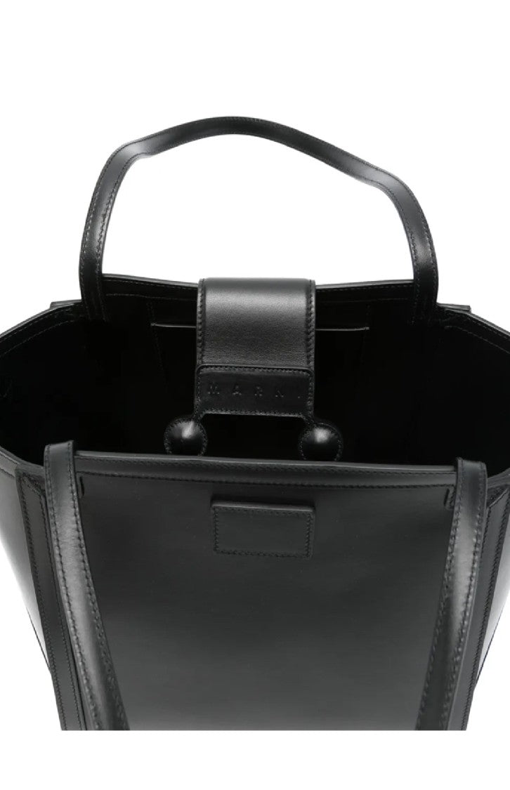 Marni Structured Black Calf Leather Handbag