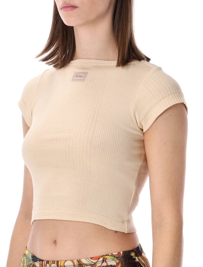 Jean Paul Gaultier Cropped Ribbed Cotton Baby Tee