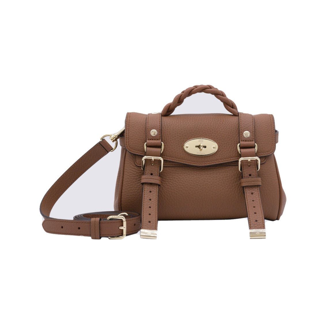 Mulberry Structured Brown Handbag With Braided Handle