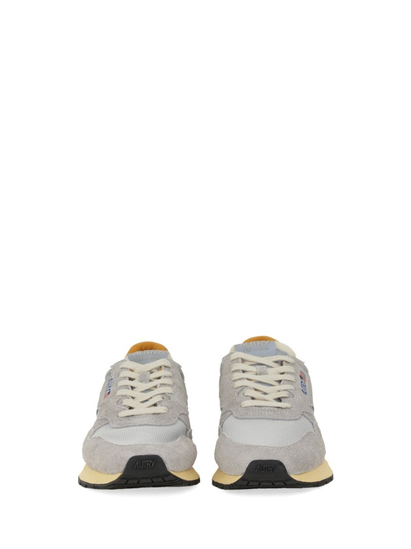 Autry Reelwind Light Grey Suede Nylon-Blend Sneakers