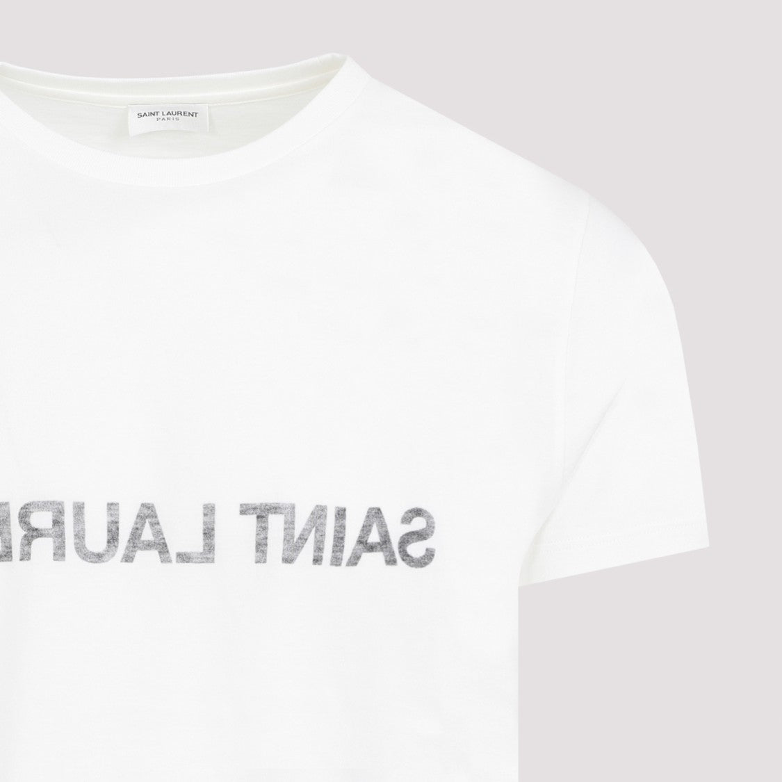 Saint Laurent White Cotton Reverse Logo T-Shirt