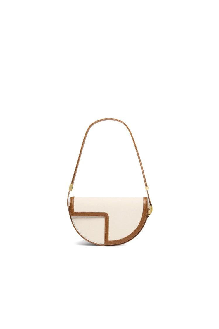 Patou Half-Circle Leather And Canvas Handbag