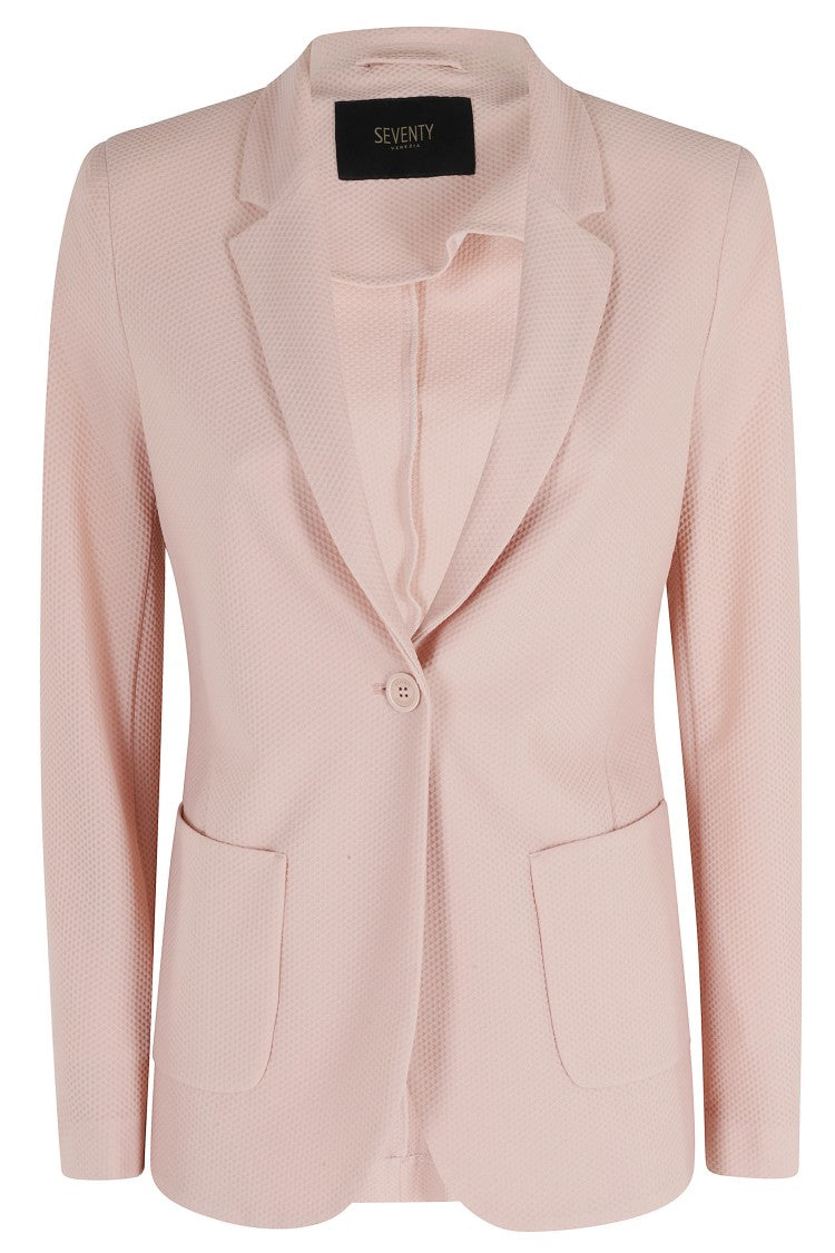 Seventy Pink Single-Breasted Patch-Pockets Polyamide Blazer