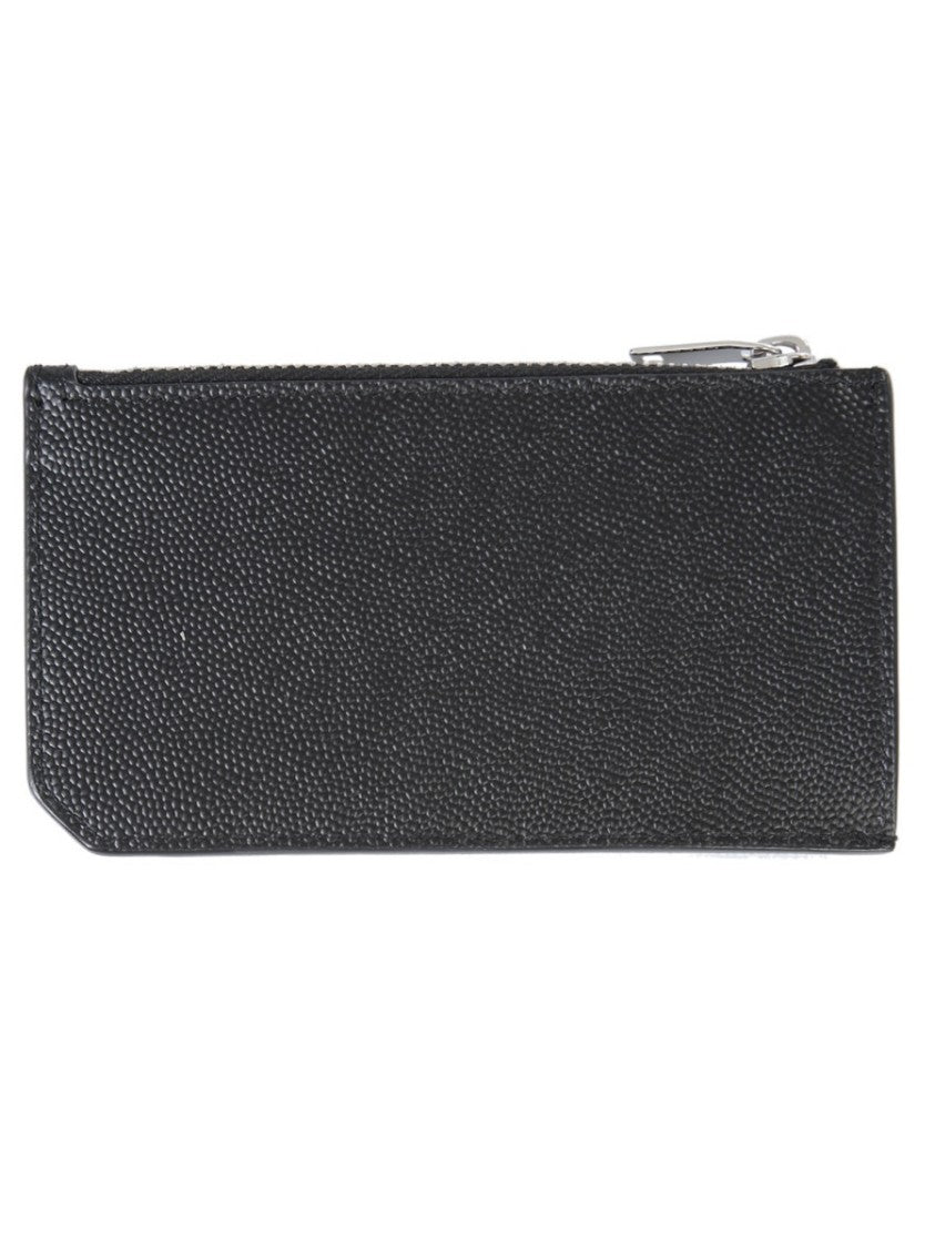 Saint Laurent Card Holder With Zipper And Logo