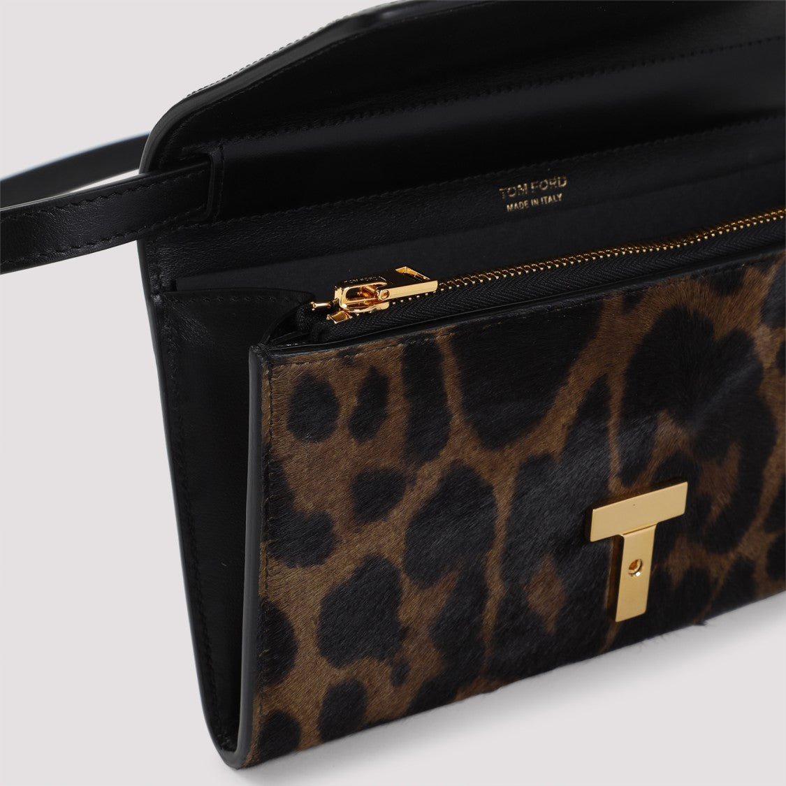 Tom Ford Calf Leather Leopard Wallet With Adjustable Strap