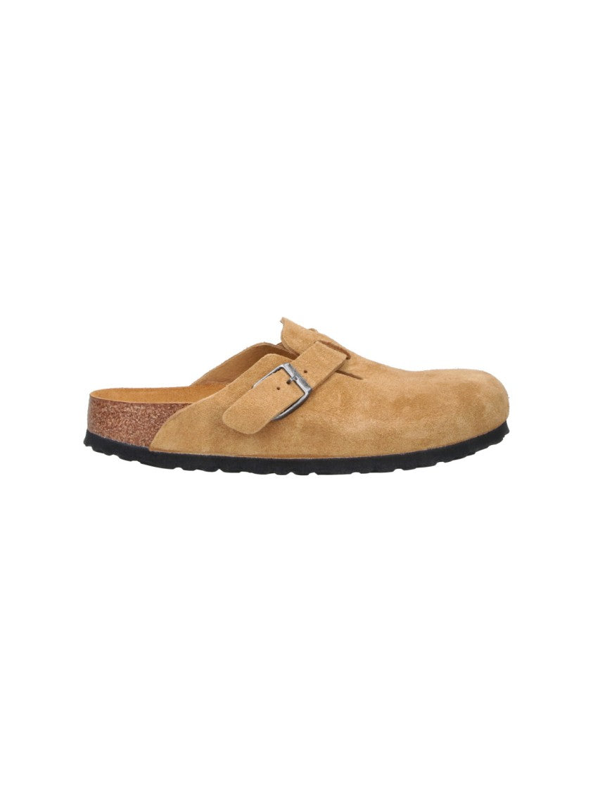 Birkenstock Beige Boston Calfskin Suede Mules