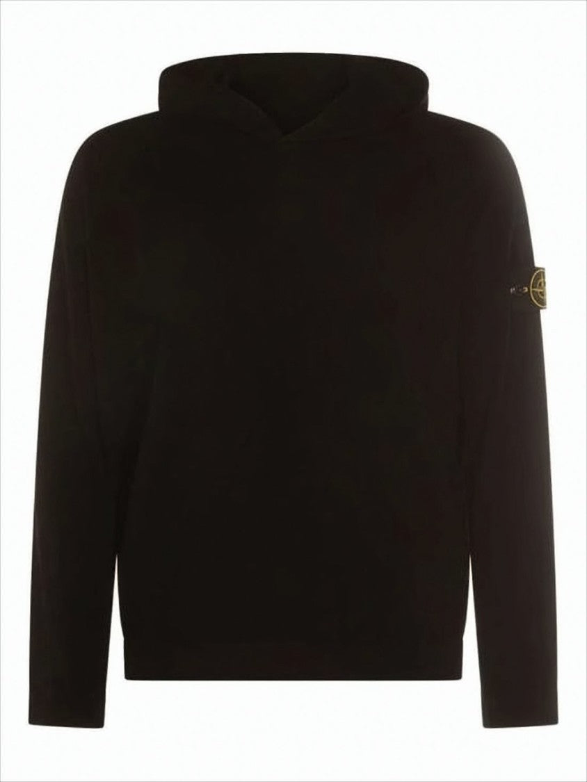 Stone Island Minimalist Black Wool Hoodie