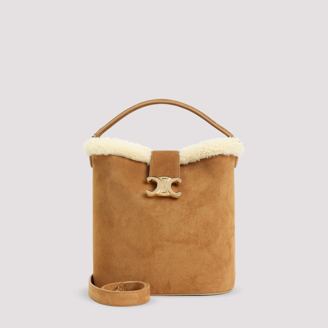 Celine Tobacco Brown Suede Leather Medium Louise Bucket Bag