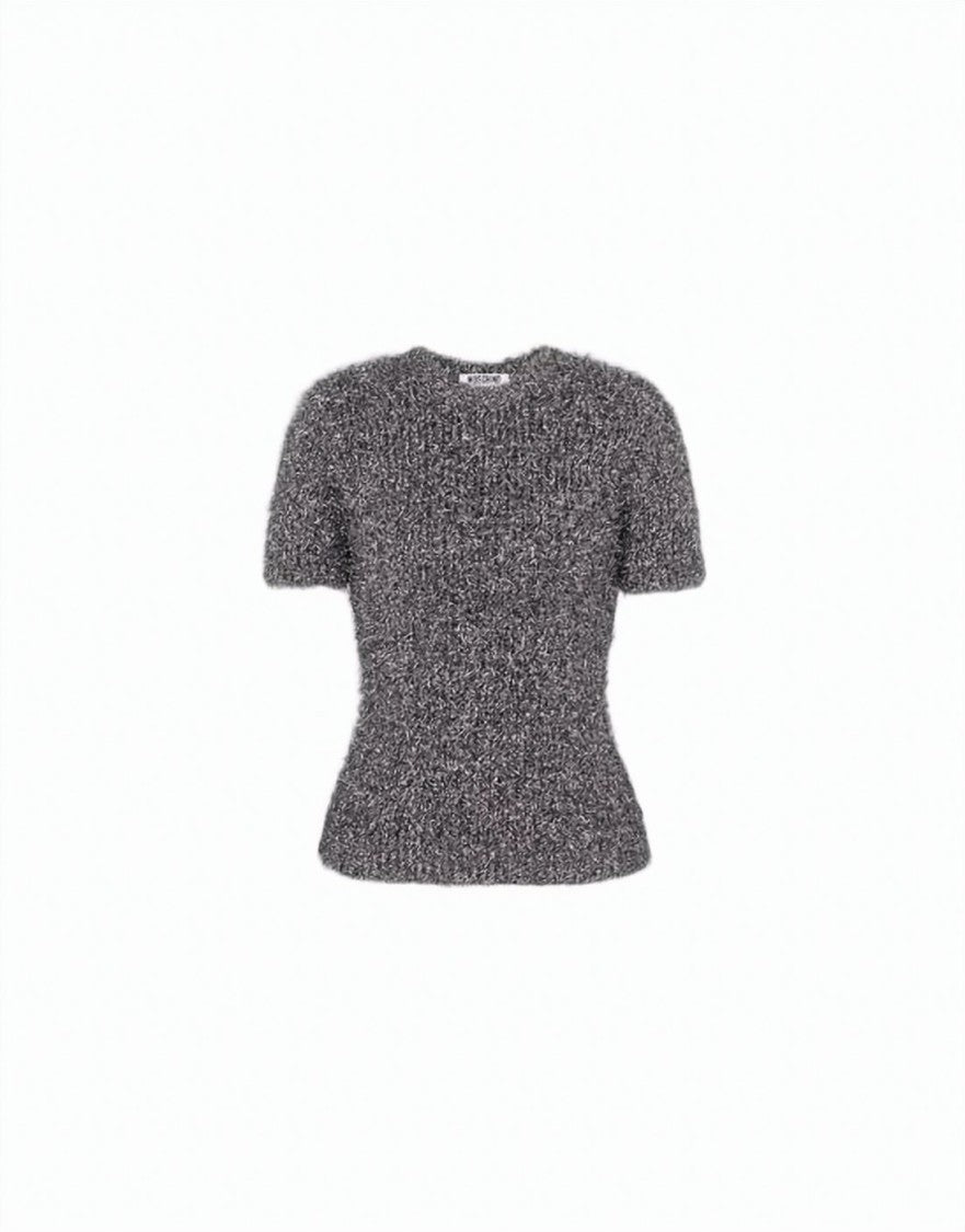 Moschino Textured Fitted Knit Sweater With Round Neckline