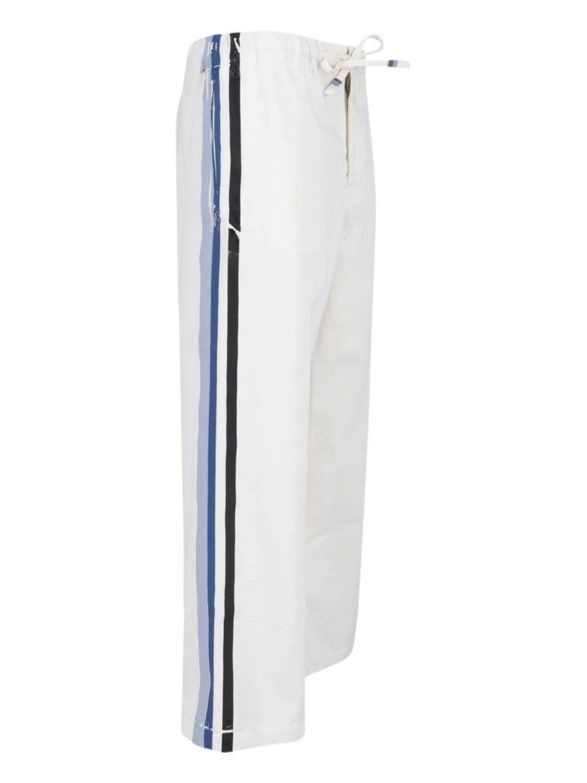 Marni White Brushstroke Stripe Poplin Pants