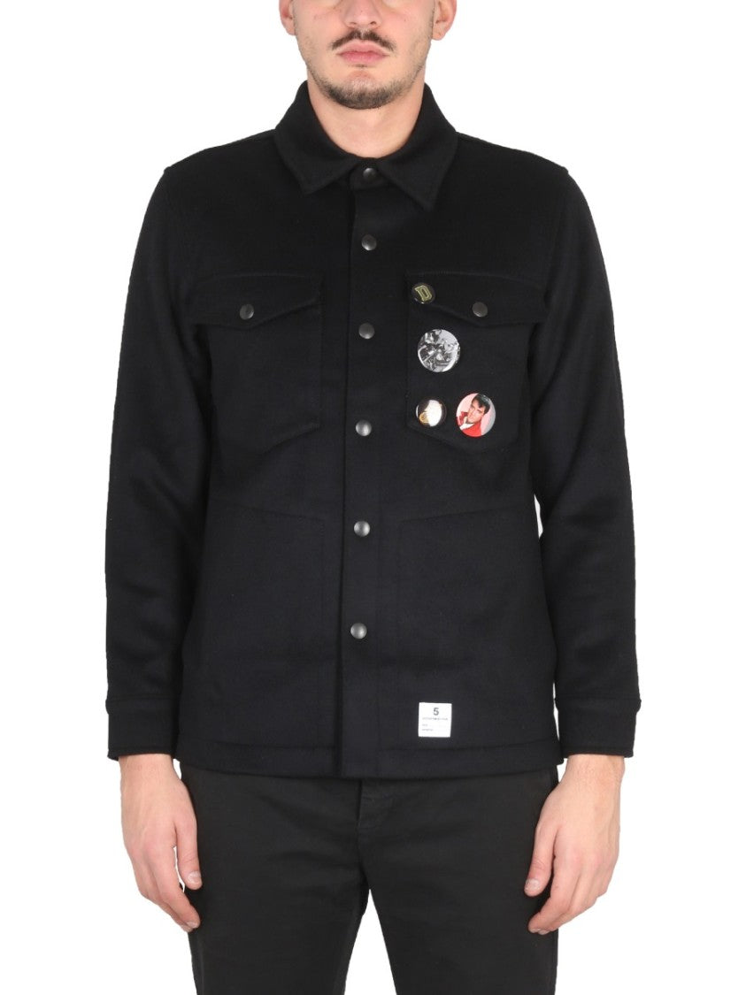 Department Five Structured Black Jacket With Decorative Pins