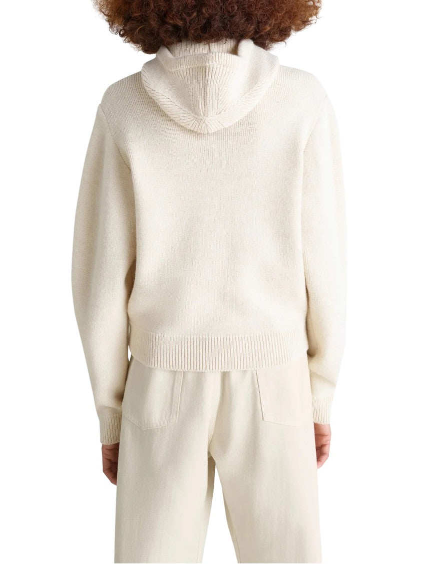 Lemaire Relaxed-Fit Neutral Sweater With Hood And Long Sleeves