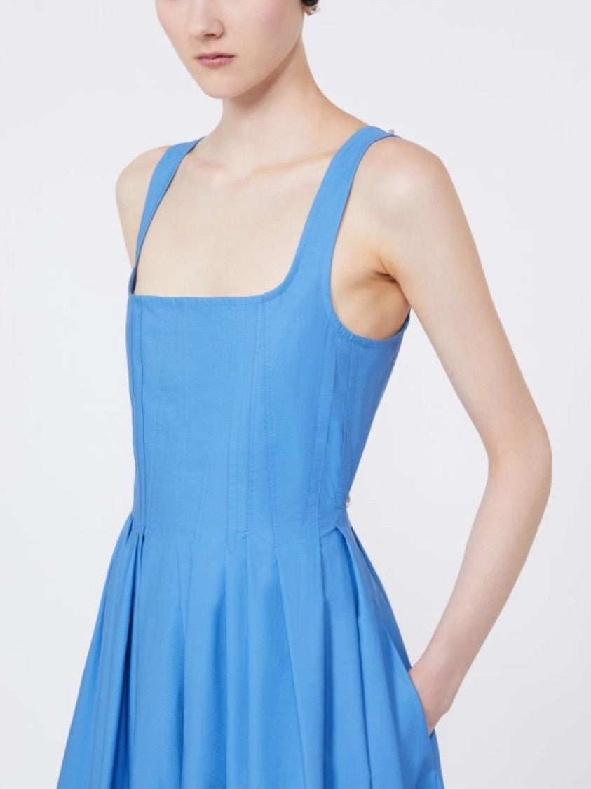 Sportmax Light Blue Square Neckline Dress