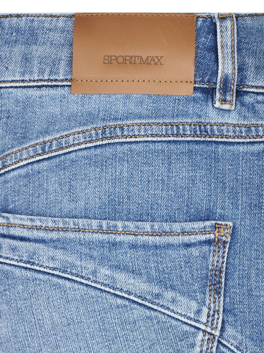 Sportmax Medium Blue Wash Jeans With Flared Leg