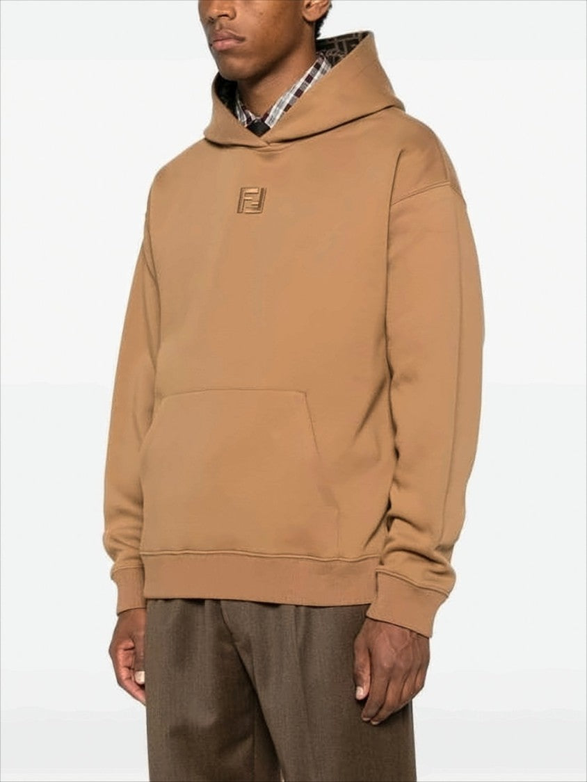 Fendi Relaxed-Fit Brown Hoodie With Embroidered Logo