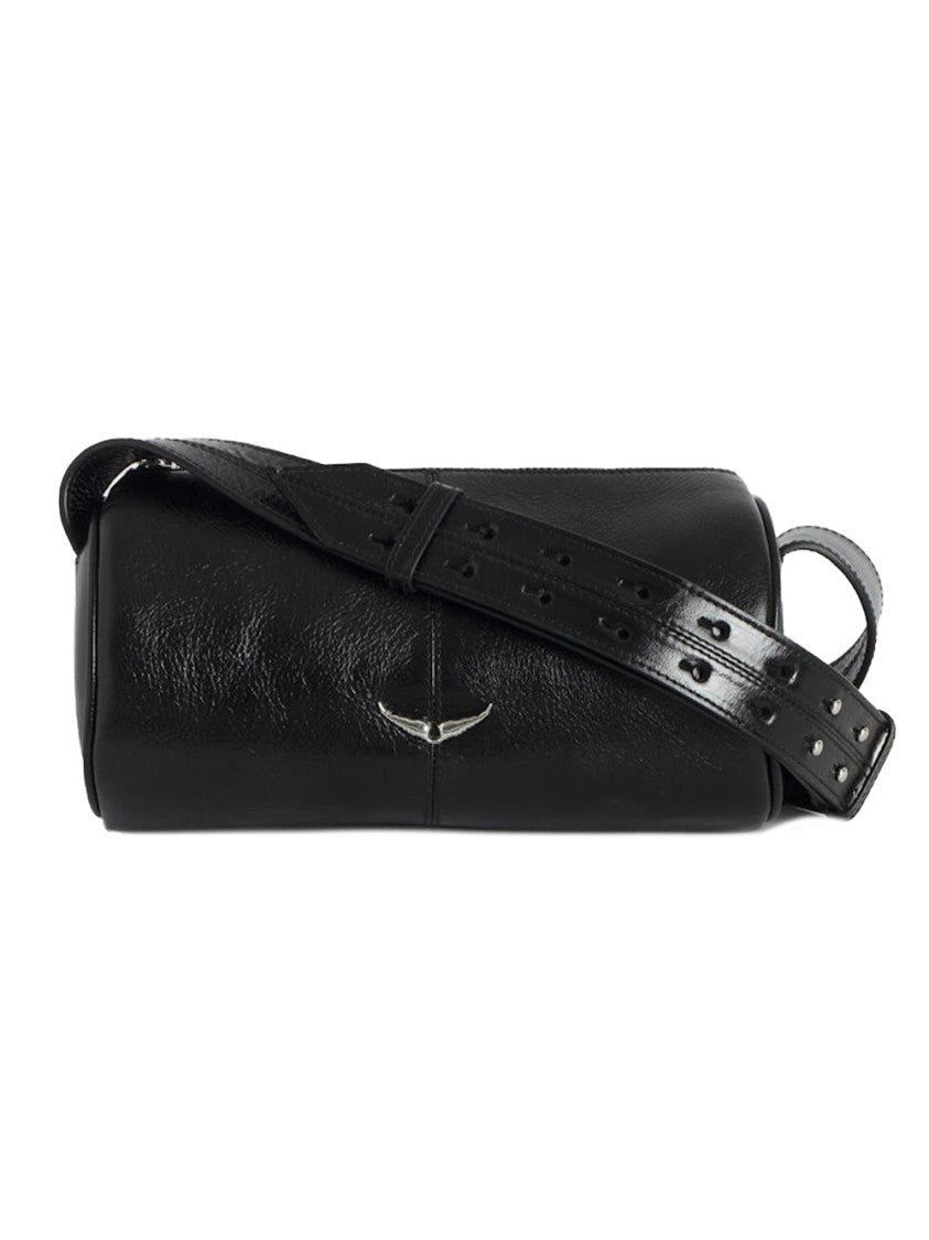 Zadig & Voltaire Textured Black Leather Cylindrical Shoulder Bag